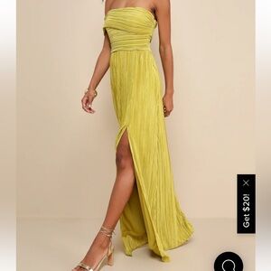 Small Lulus Poised Performance Chartreuse One Shoulder Maxi Dress
